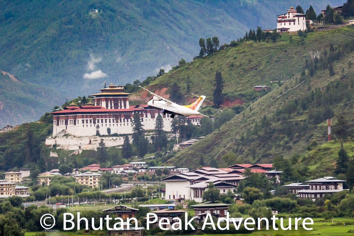 Drukair flight departing Paro to Bumthang