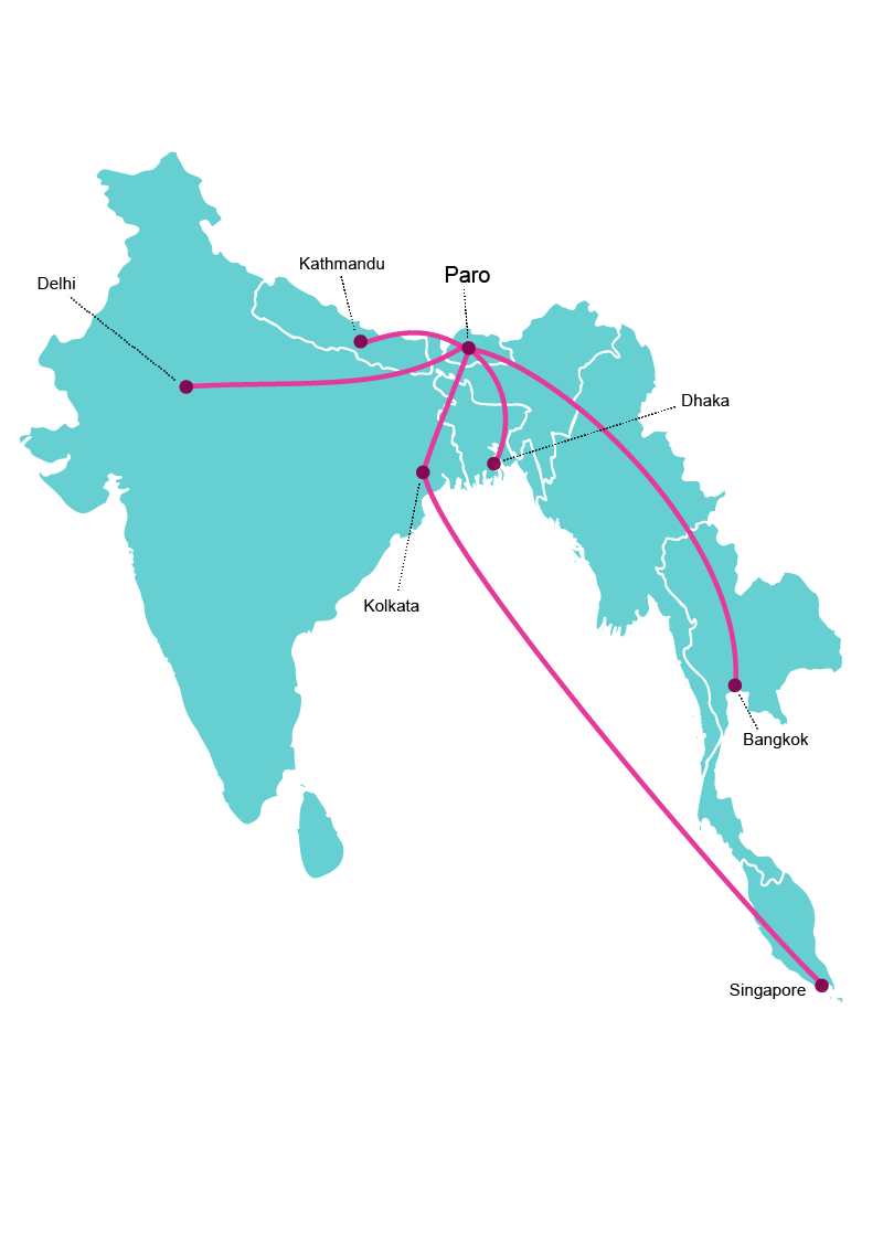 Drukair Route Map